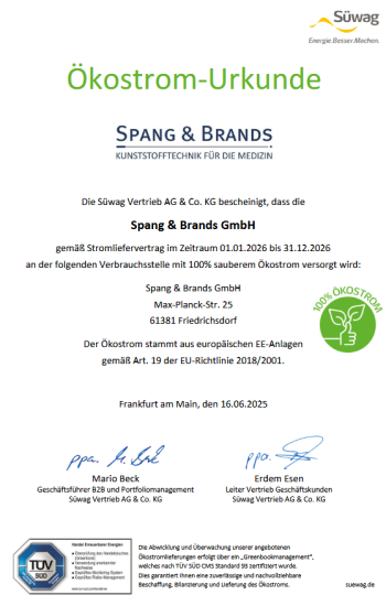 Urkunde Spang Brands Strom
